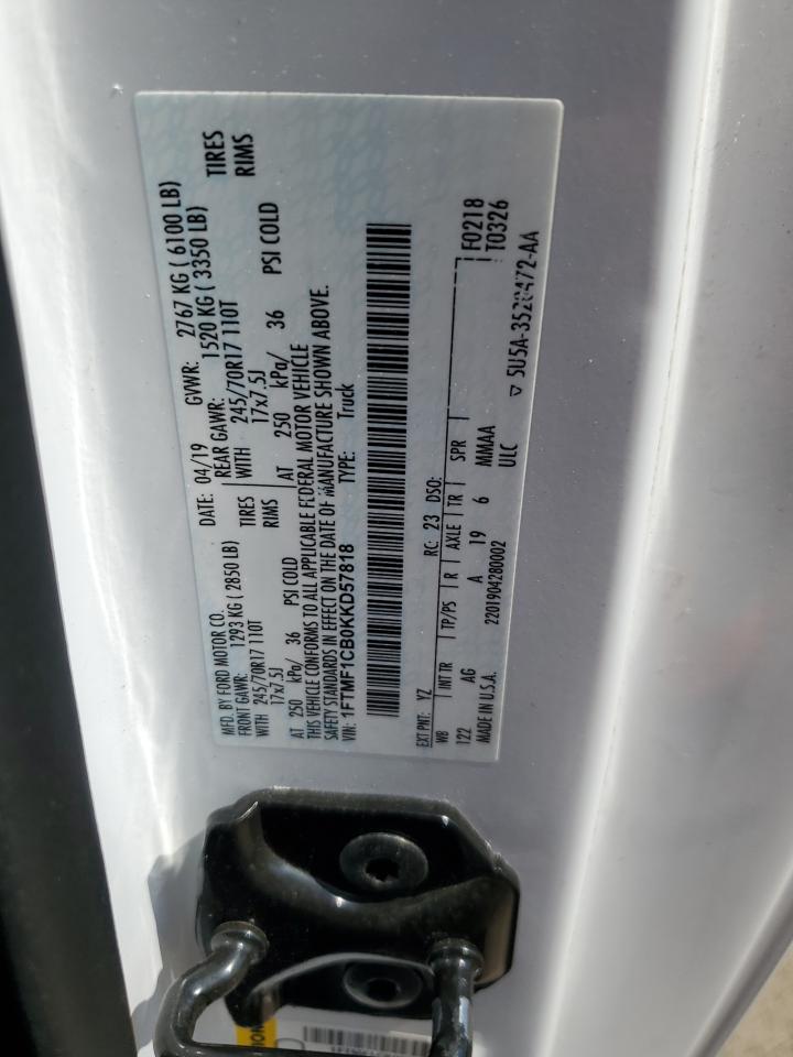 2019 Ford F150 VIN: 1FTMF1CB0KKD57818 Lot: 60592524