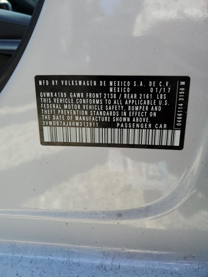 2017 Volkswagen Jetta Se VIN: 3VWDB7AJ8HM312911 Lot: 60092364