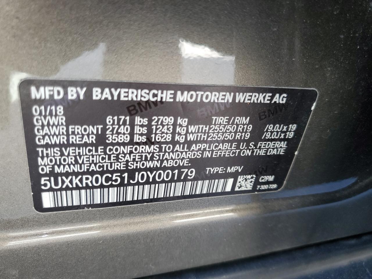 2018 BMW X5 xDrive35I VIN: 5UXKR0C51J0Y00179 Lot: 58295974