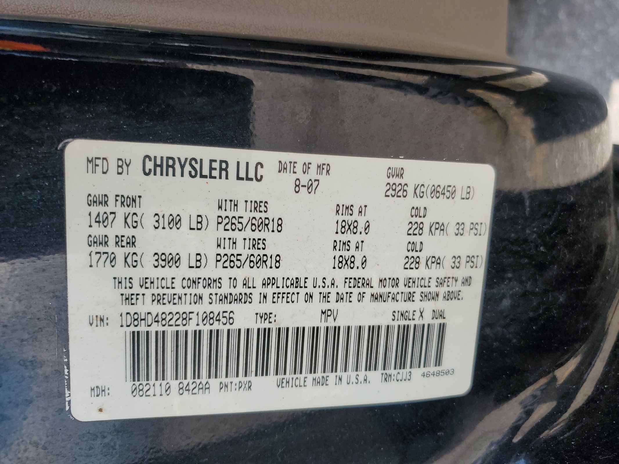 1D8HD48228F108456 2008 Dodge Durango Slt