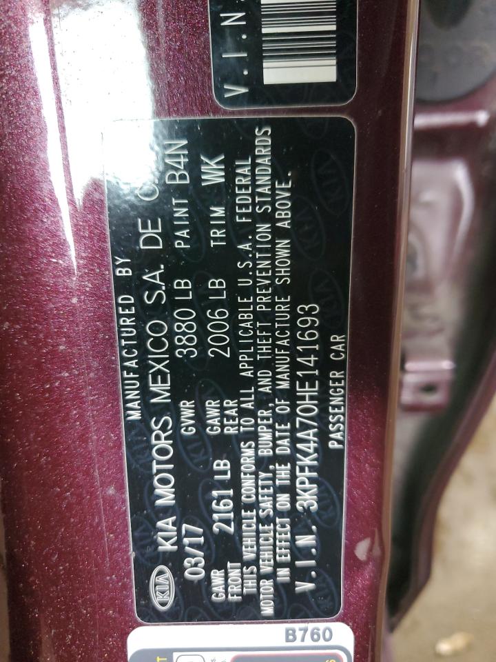 2017 Kia Forte Lx VIN: 3KPFK4A70HE141693 Lot: 57328424