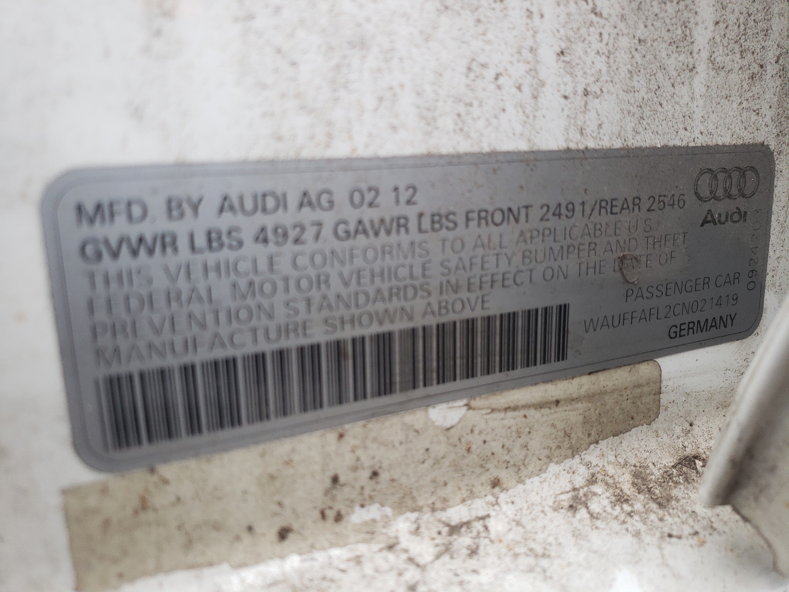 WAUFFAFL2CN021419 2012 Audi A4 Premium Plus