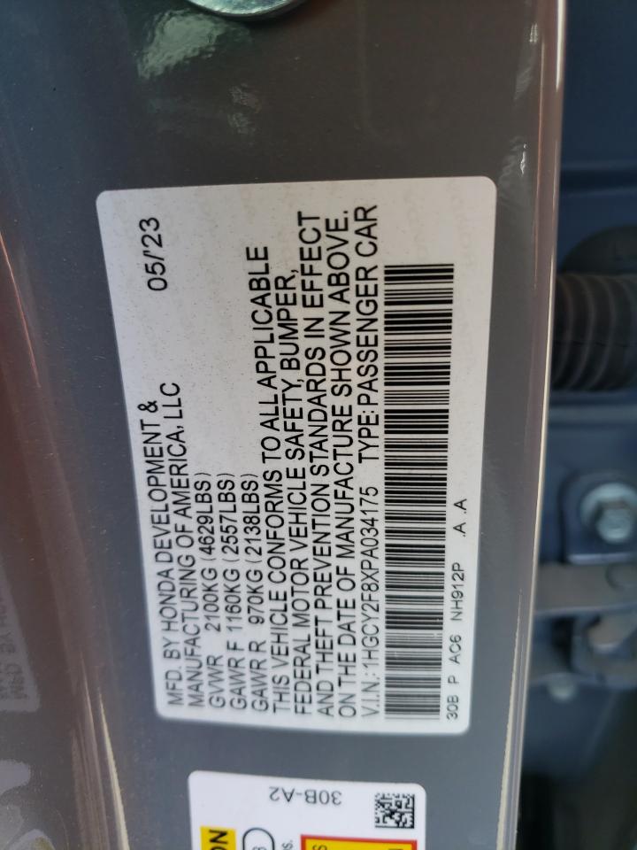 1HGCY2F8XPA034175 2023 Honda Accord Touring Hybrid