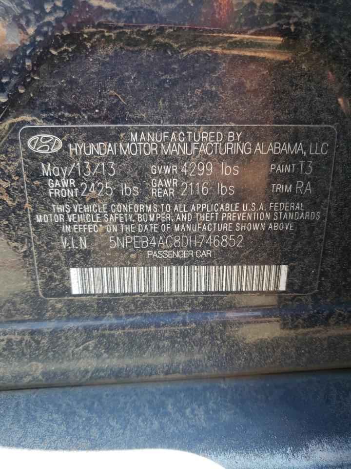 2013 Hyundai Sonata Gls VIN: 5NPEB4AC8DH746852 Lot: 58035894