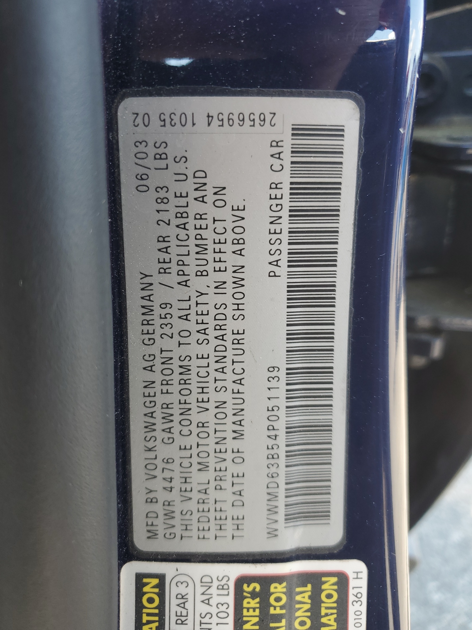 WVWMD63B54P051139 2004 Volkswagen Passat Gl