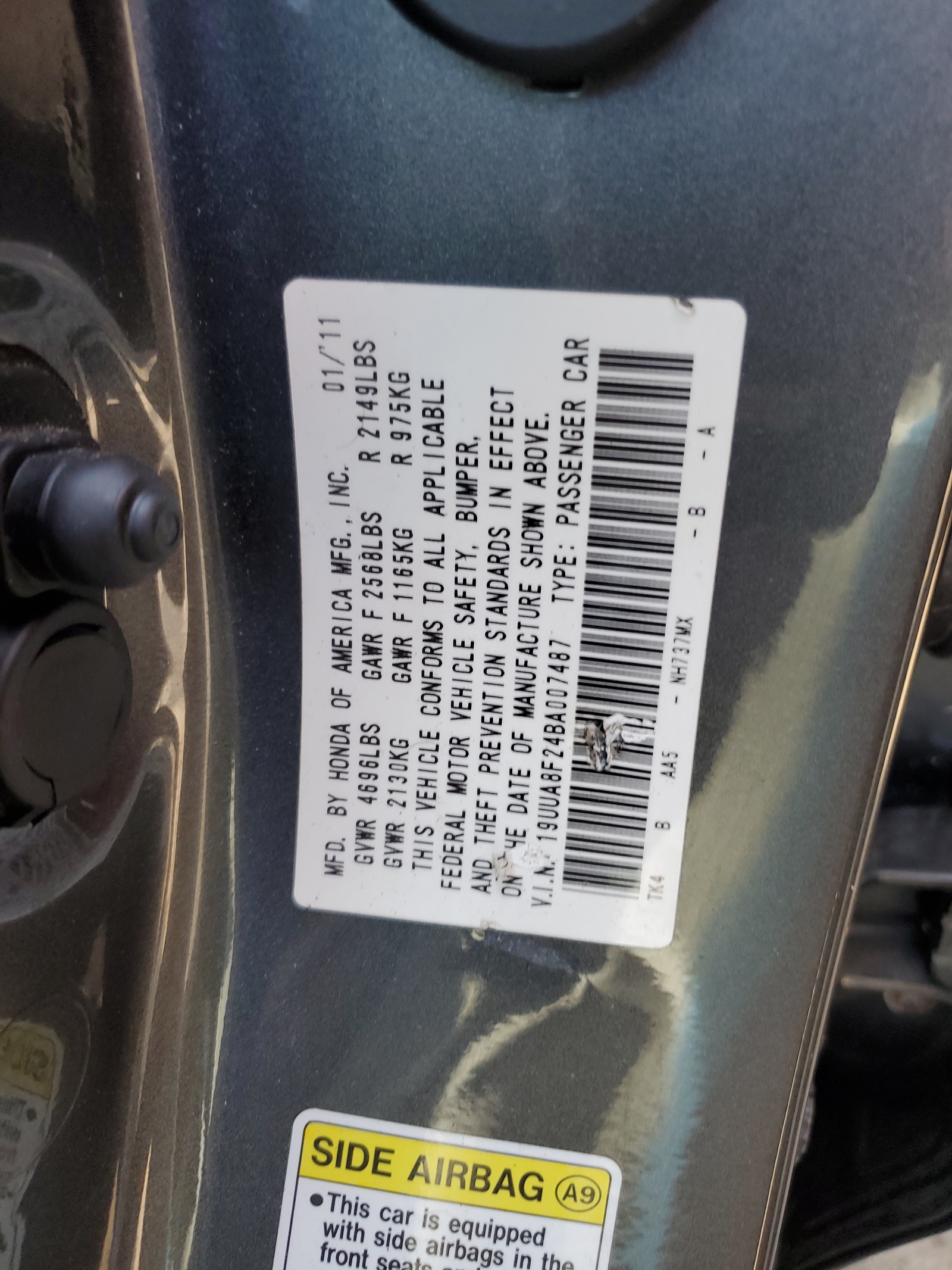 19UUA8F24BA007487 2011 Acura Tl