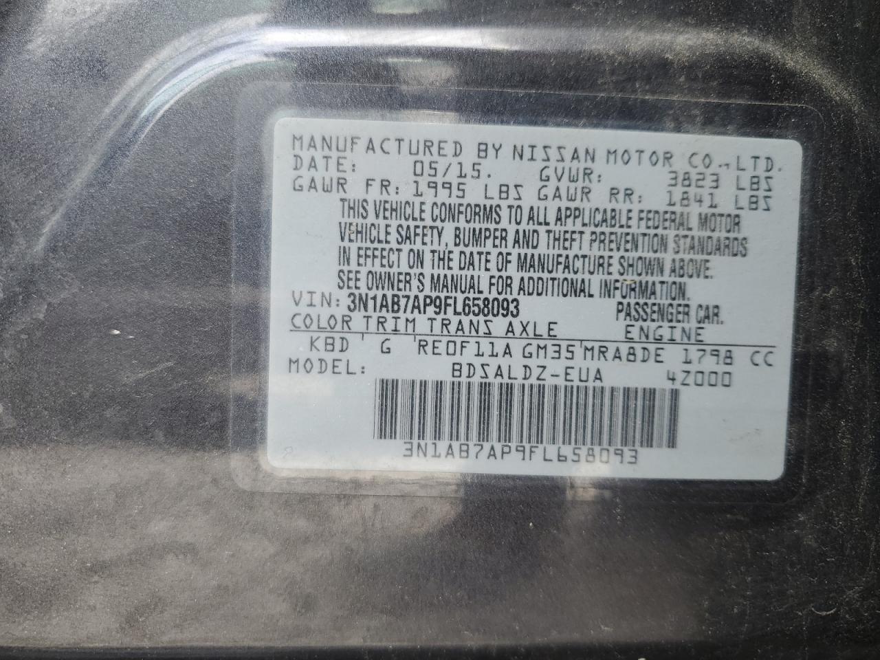 3N1AB7AP9FL658093 2015 Nissan Sentra S