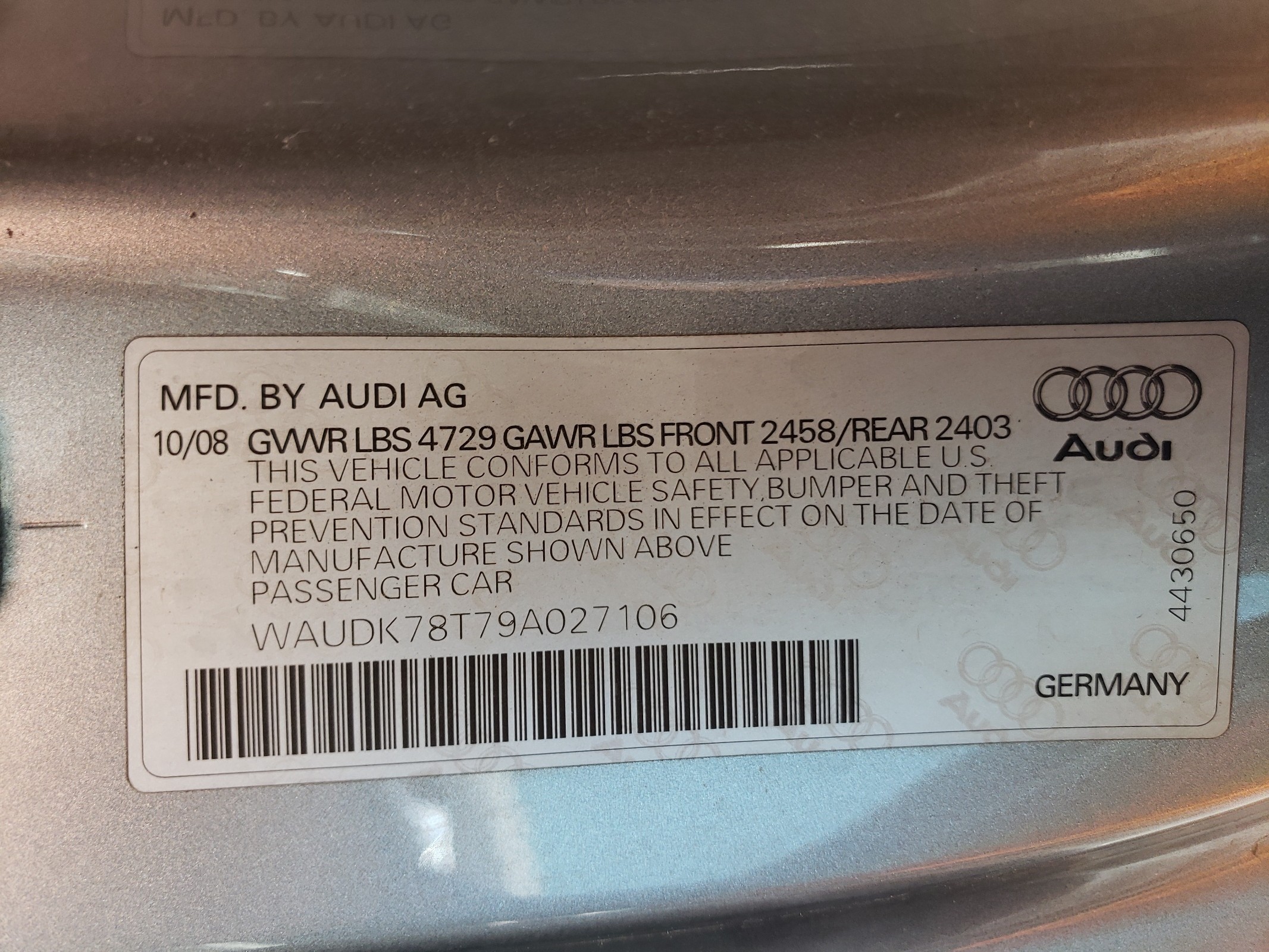 WAUDK78T79A027106 2009 Audi A5 Quattro