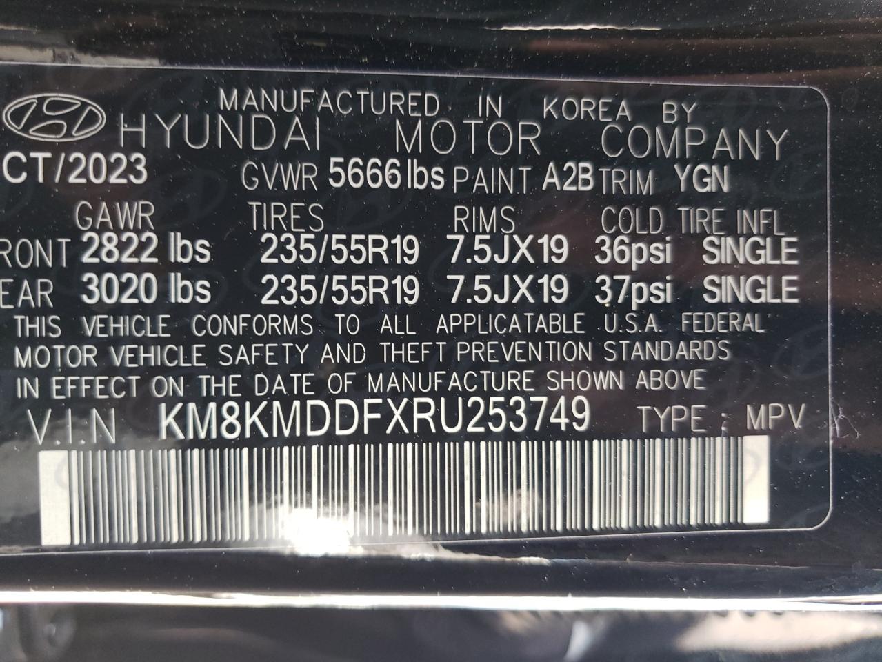 2024 Hyundai Ioniq 5 Se VIN: KM8KMDDFXRU253749 Lot: 60936974