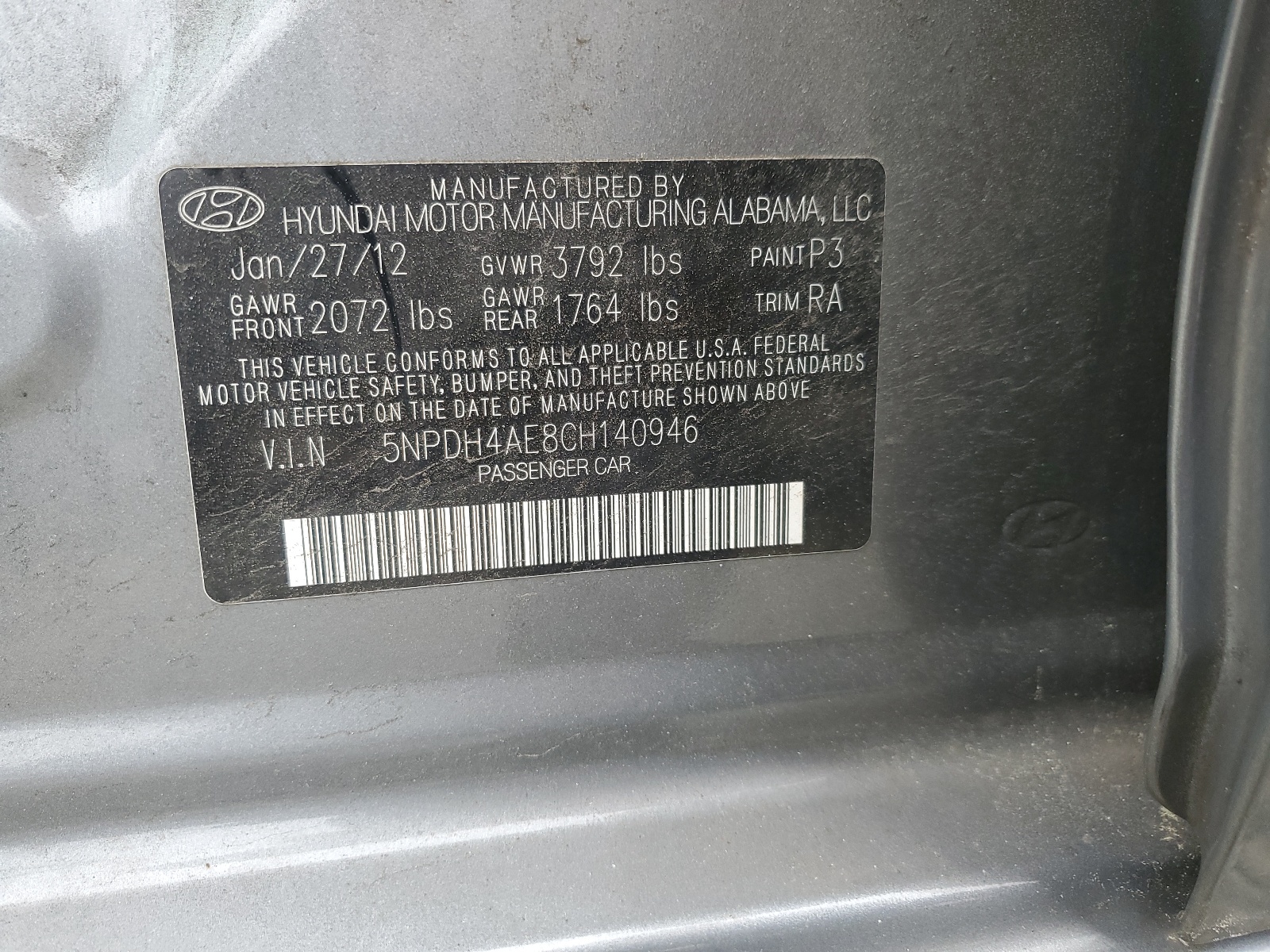 5NPDH4AE8CH140946 2012 Hyundai Elantra Gls