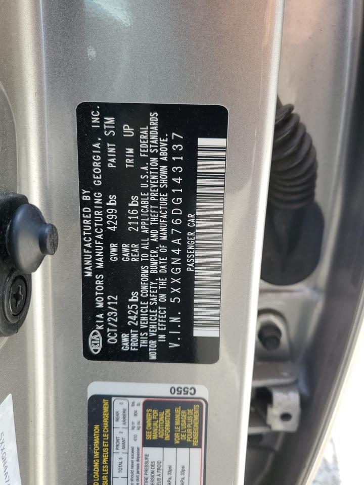 2013 Kia Optima Ex VIN: 5XXGN4A76DG143137 Lot: 59038434