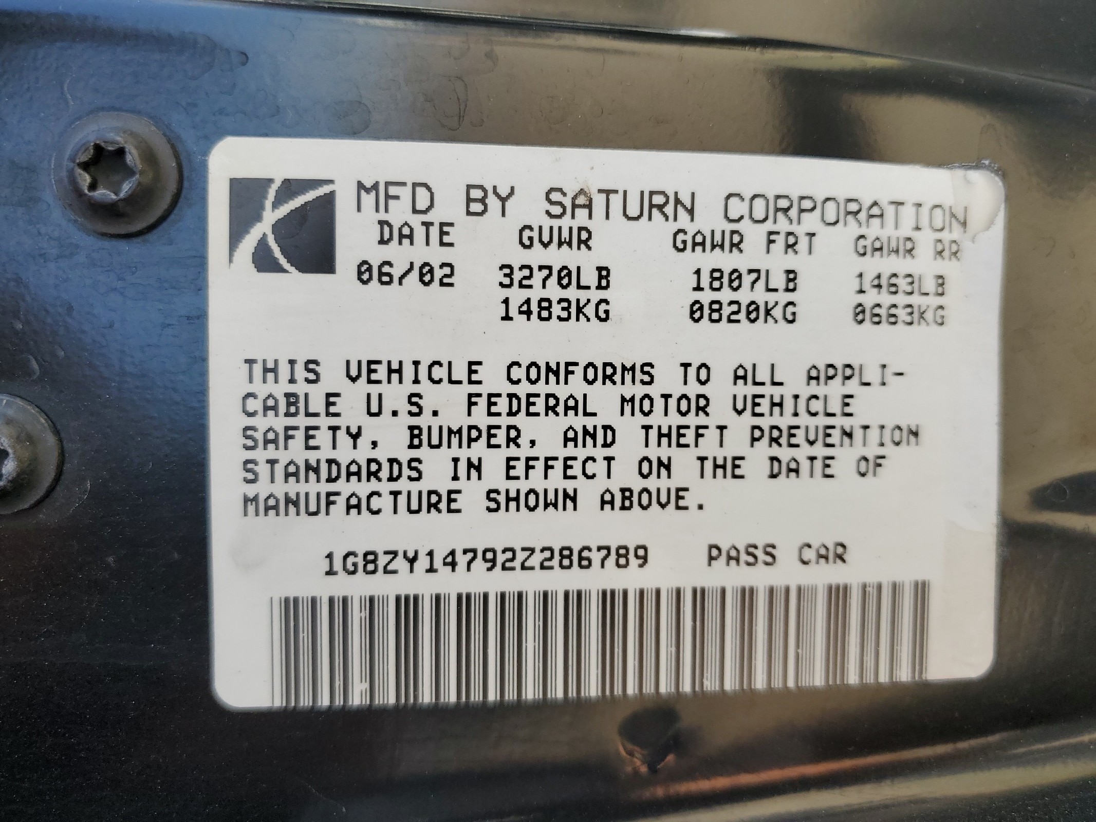 1G8ZY14792Z286789 2002 Saturn Sc2