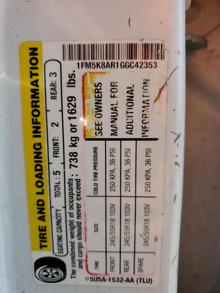 2016 Ford Explorer Police Interceptor VIN: 1FM5K8AR1GGC42353 Lot: 60077284