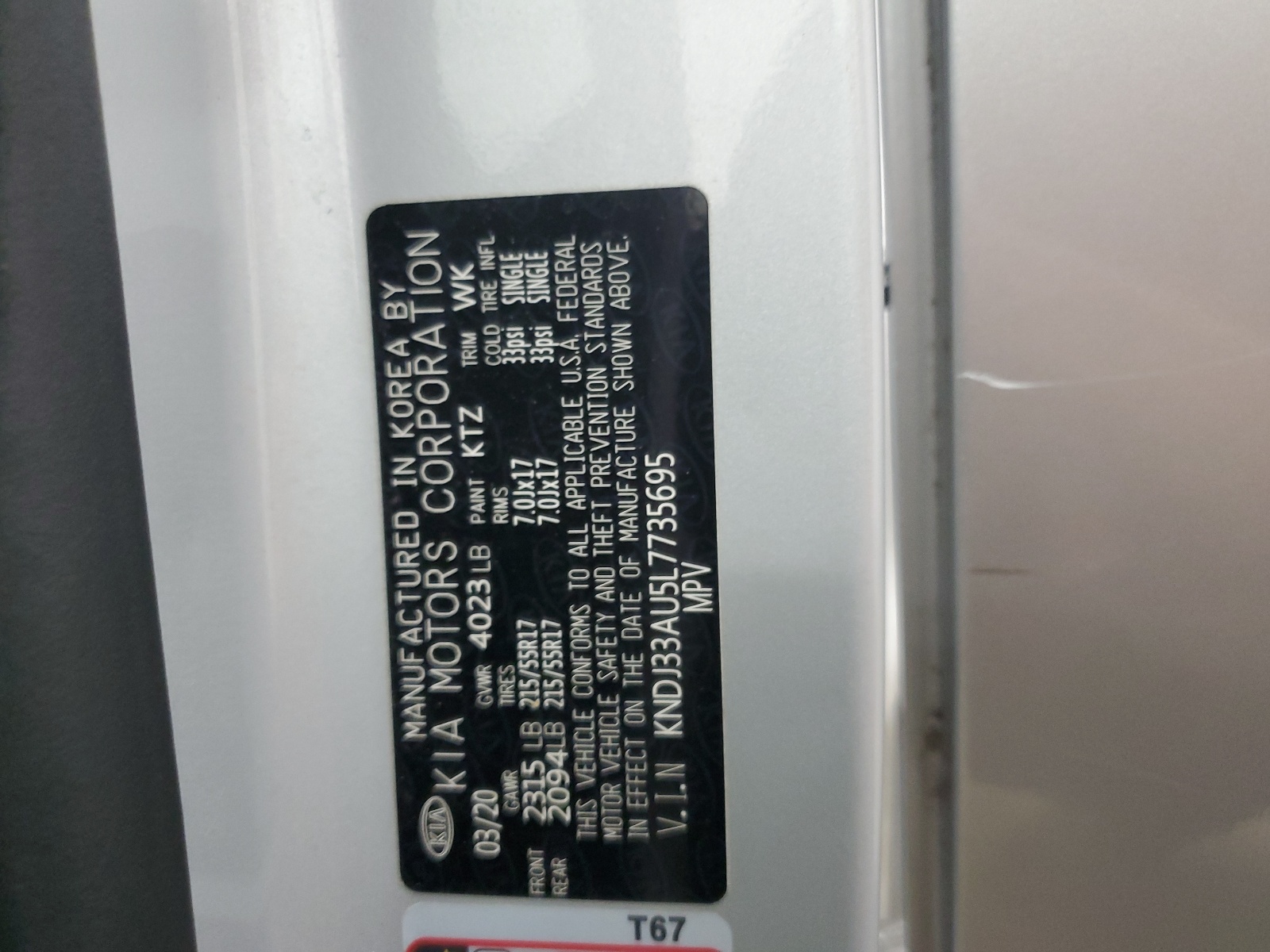 KNDJ33AU5L7735695 2020 Kia Soul Ex