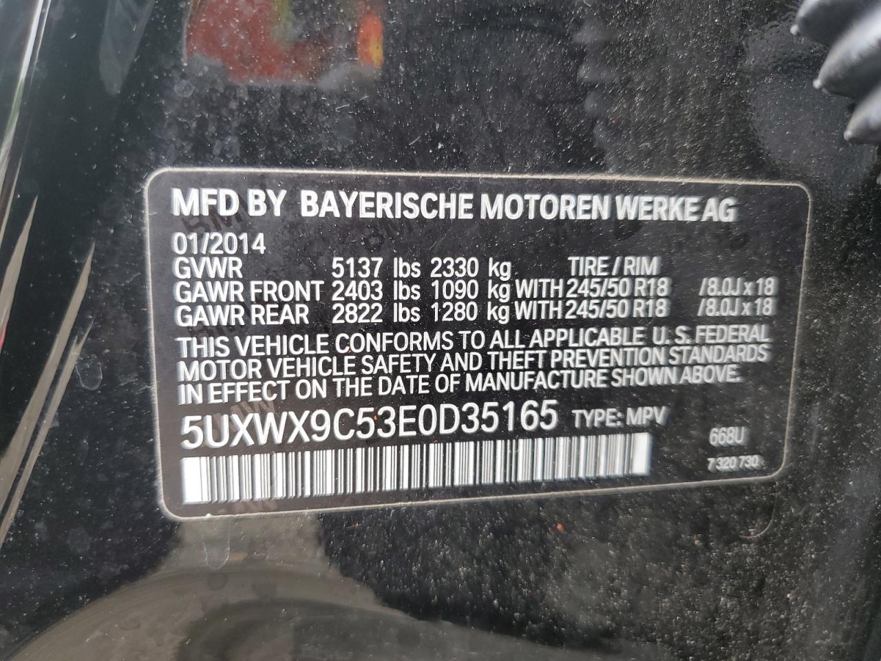 5UXWX9C53E0D35165 2014 BMW X3 xDrive28I