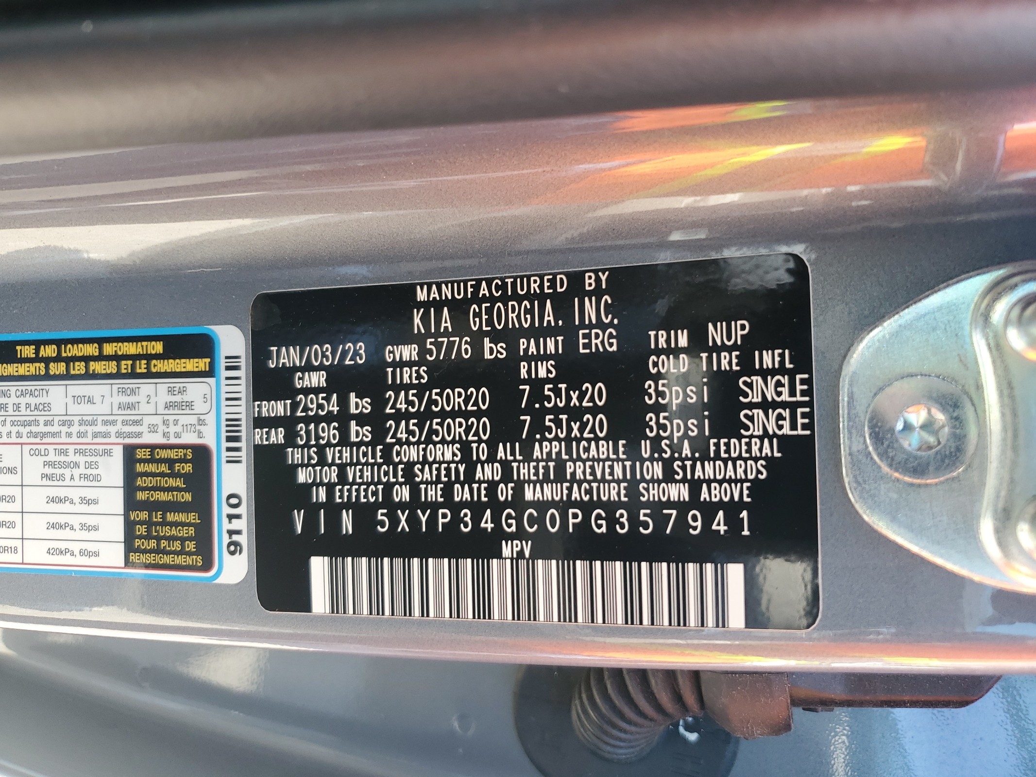 5XYP34GC0PG357941 2023 Kia Telluride Ex