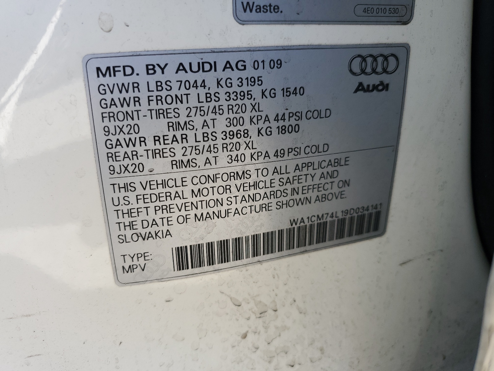 WA1CM74L19D034141 2009 Audi Q7 Tdi S-Line