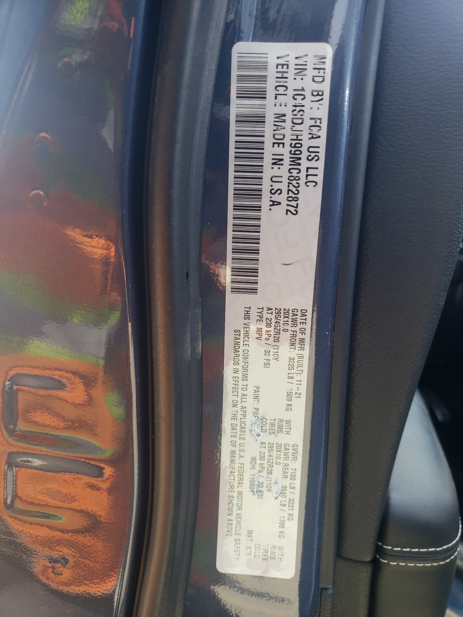 1C4SDJH99MC822872 2021 Dodge Durango Srt Hellcat