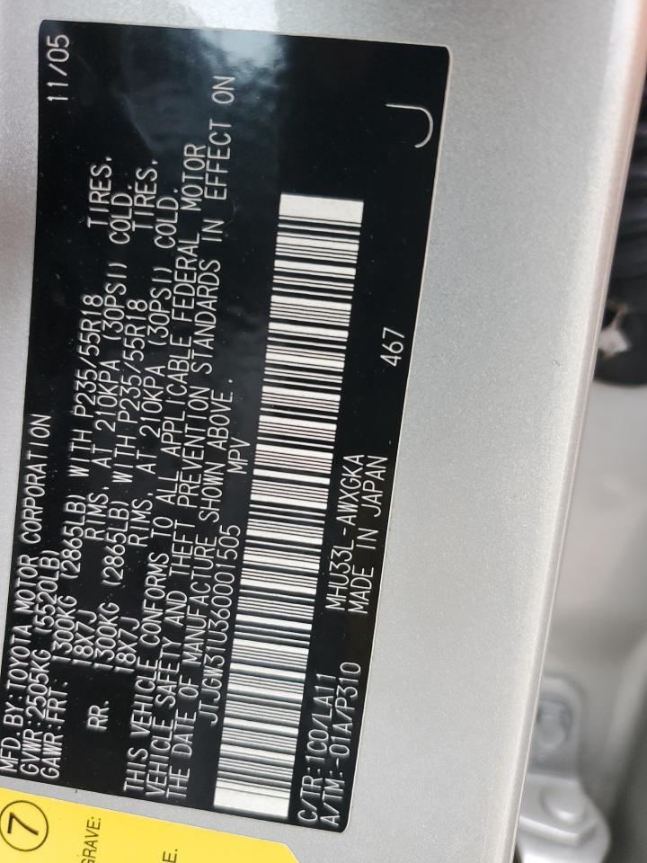 2006 Lexus Rx 400 VIN: JTJGW31U360001505 Lot: 57413564