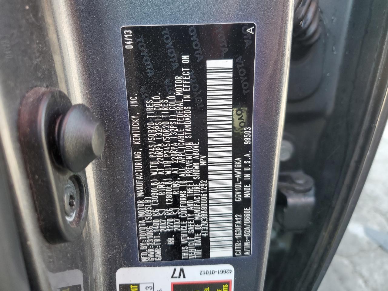 2013 Toyota Venza Le VIN: 4T3ZK3BB8DU061292 Lot: 60401894