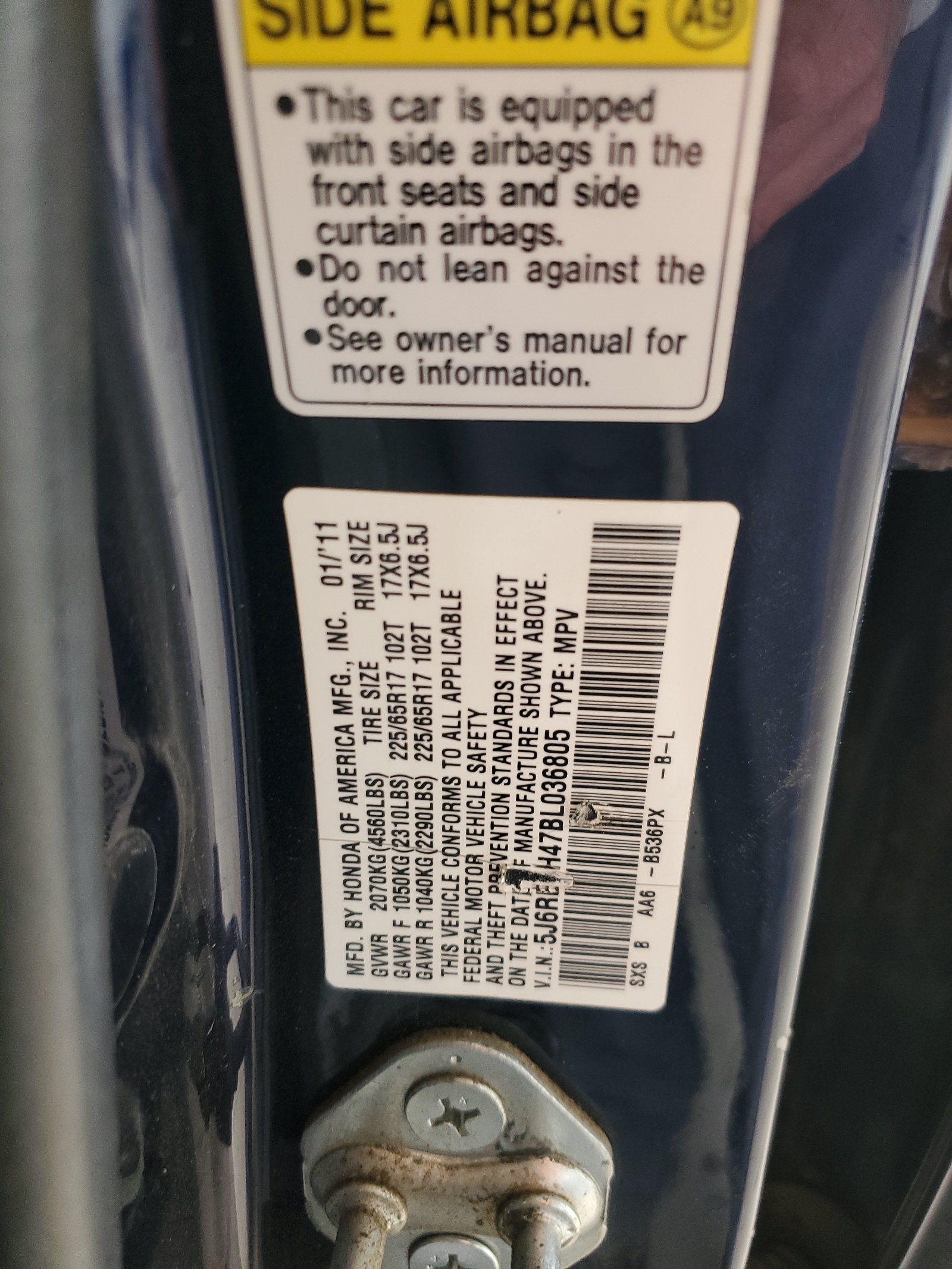 5J6RE4H47BL036805 2011 Honda Cr-V Se