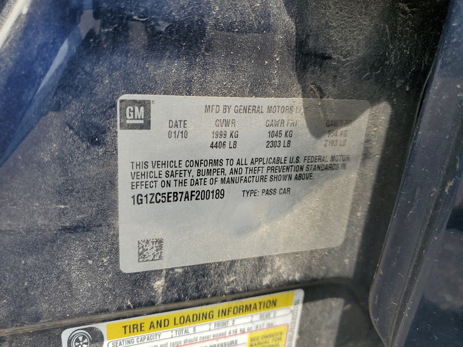 1G1ZC5EB7AF200189 2010 Chevrolet Malibu 1Lt