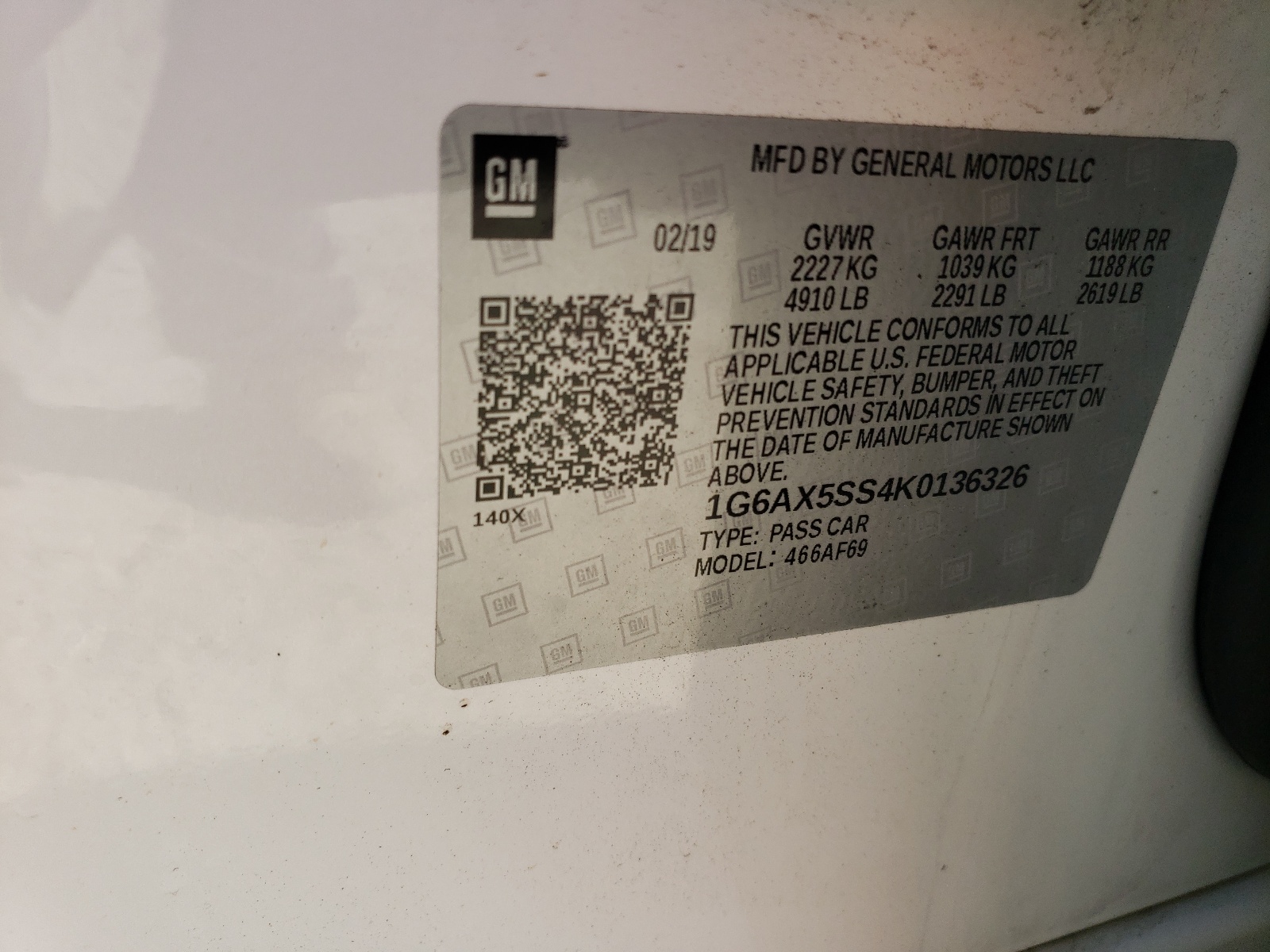 1G6AX5SS4K0136326 2019 Cadillac Cts Luxury