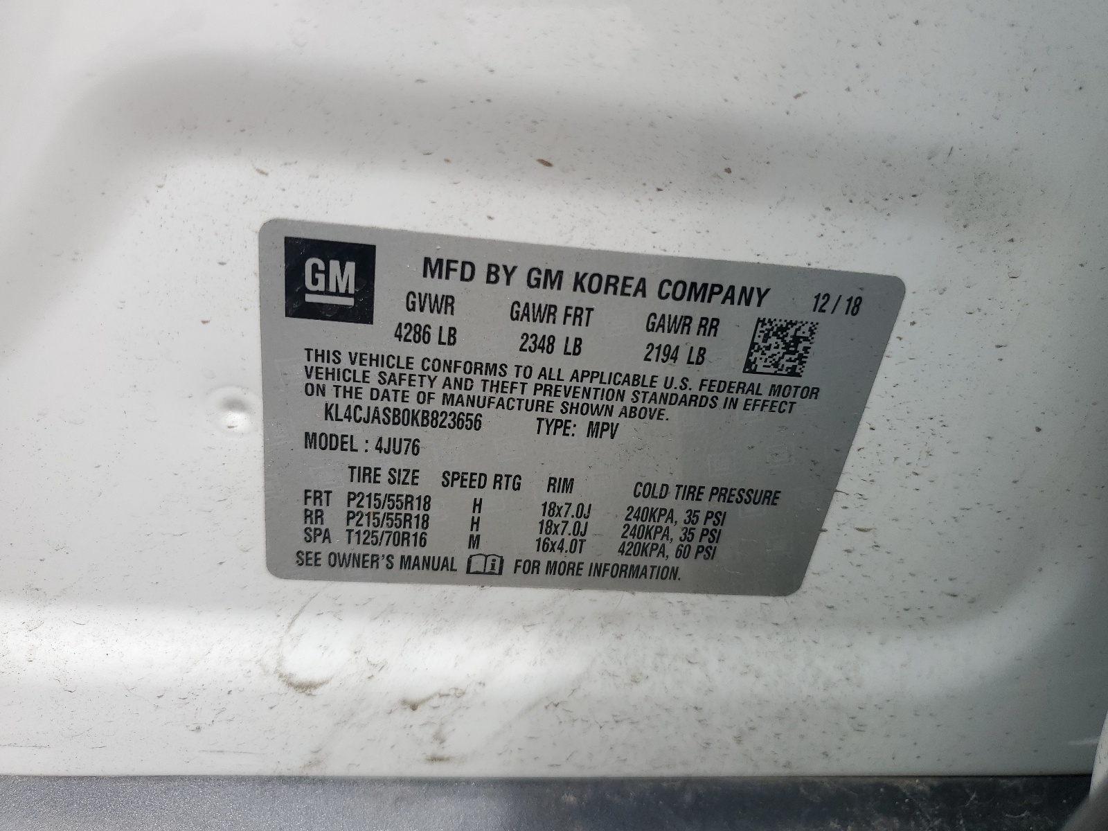 KL4CJASB0KB823656 2019 Buick Encore Preferred