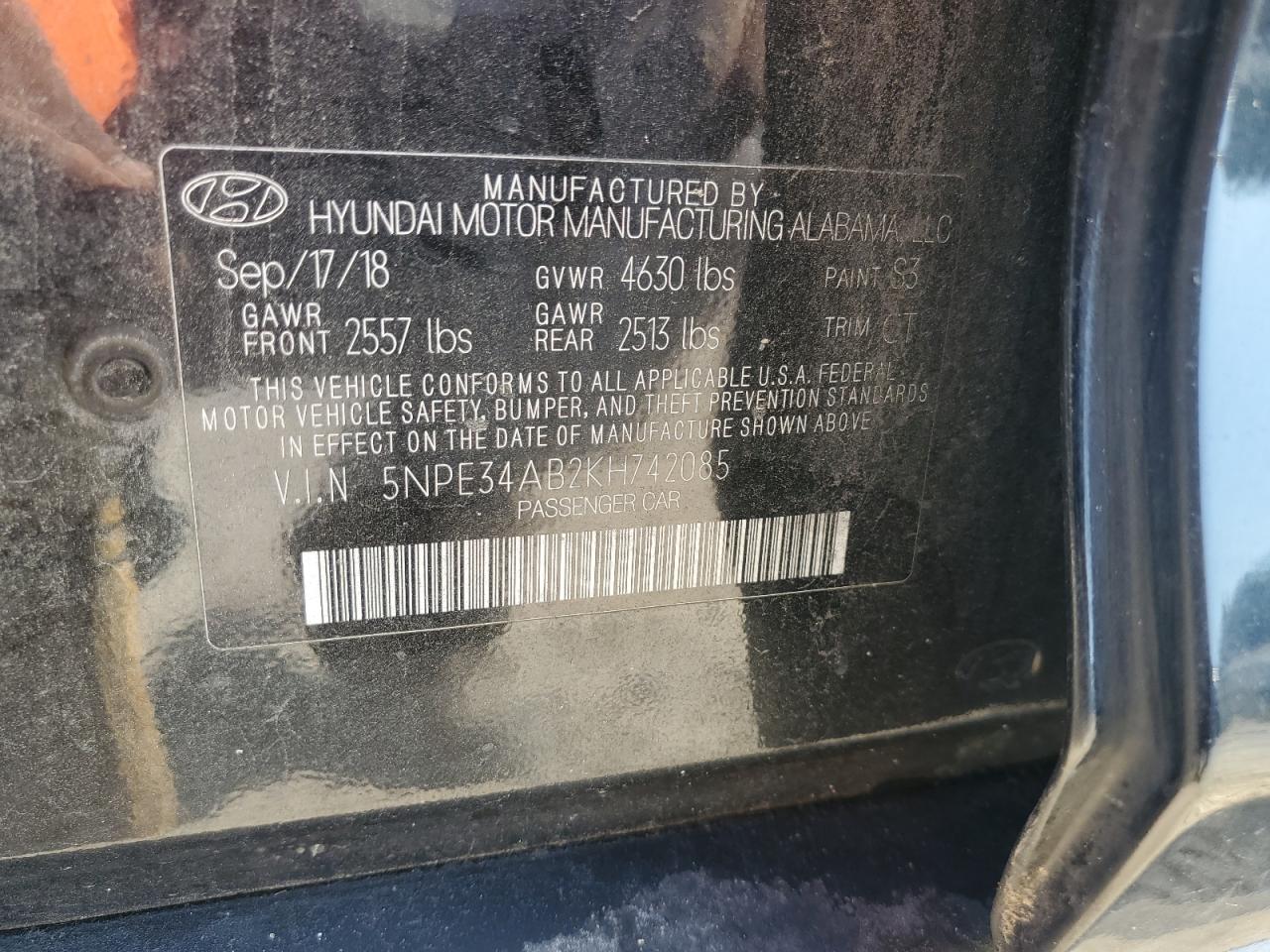 2019 Hyundai Sonata Limited Turbo VIN: 5NPE34AB2KH742085 Lot: 59471474