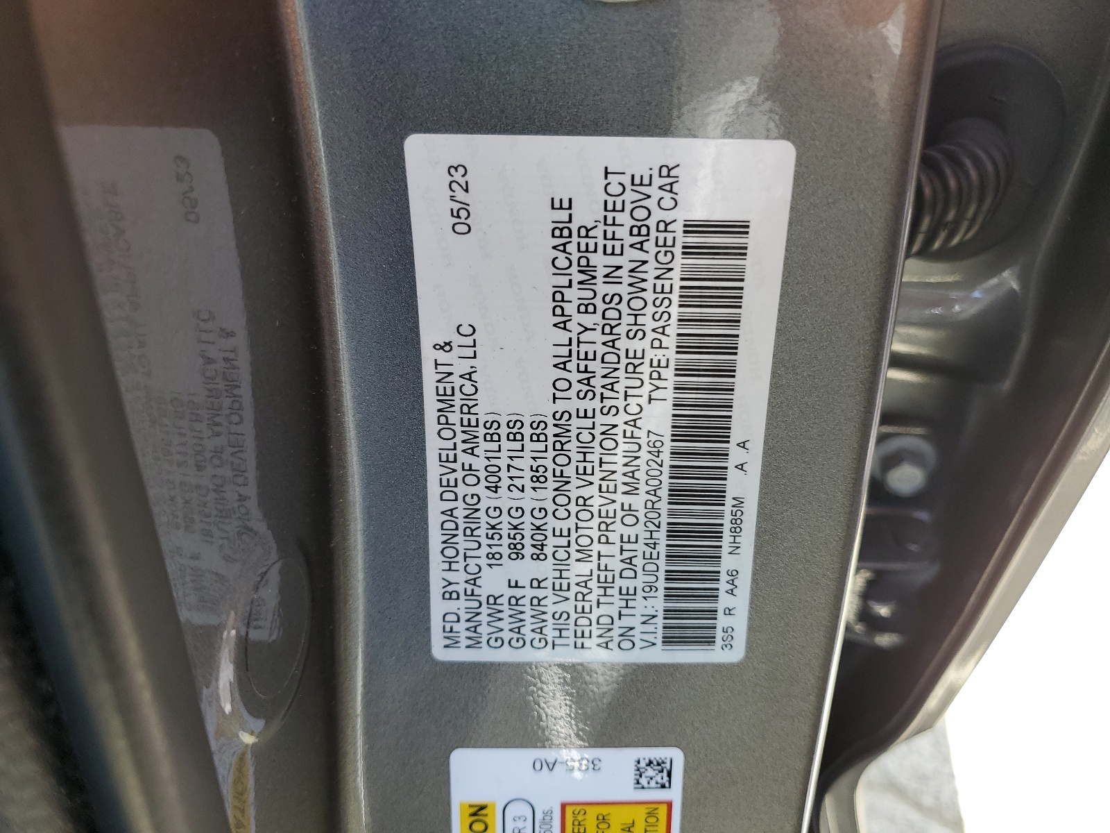 19UDE4H20RA002467 2024 Acura Integra