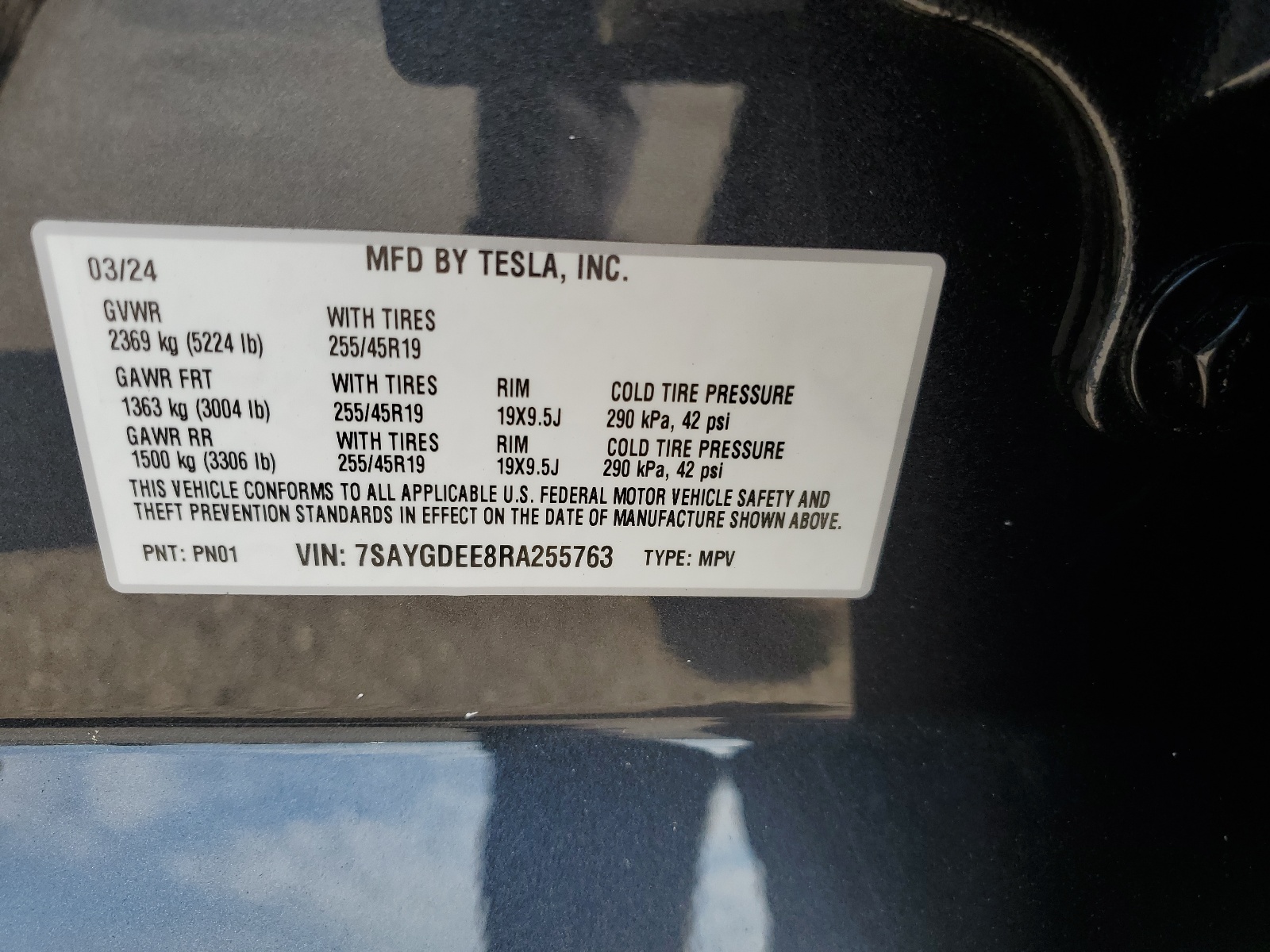 7SAYGDEE8RA255763 2024 Tesla Model Y