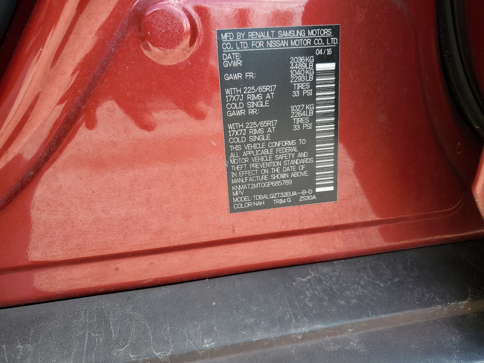 KNMAT2MT0GP685789 2016 Nissan Rogue S