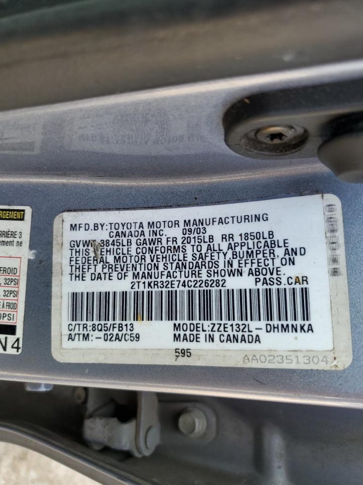 2004 Toyota Corolla Matrix Xr VIN: 2T1KR32E74C226282 Lot: 56630244