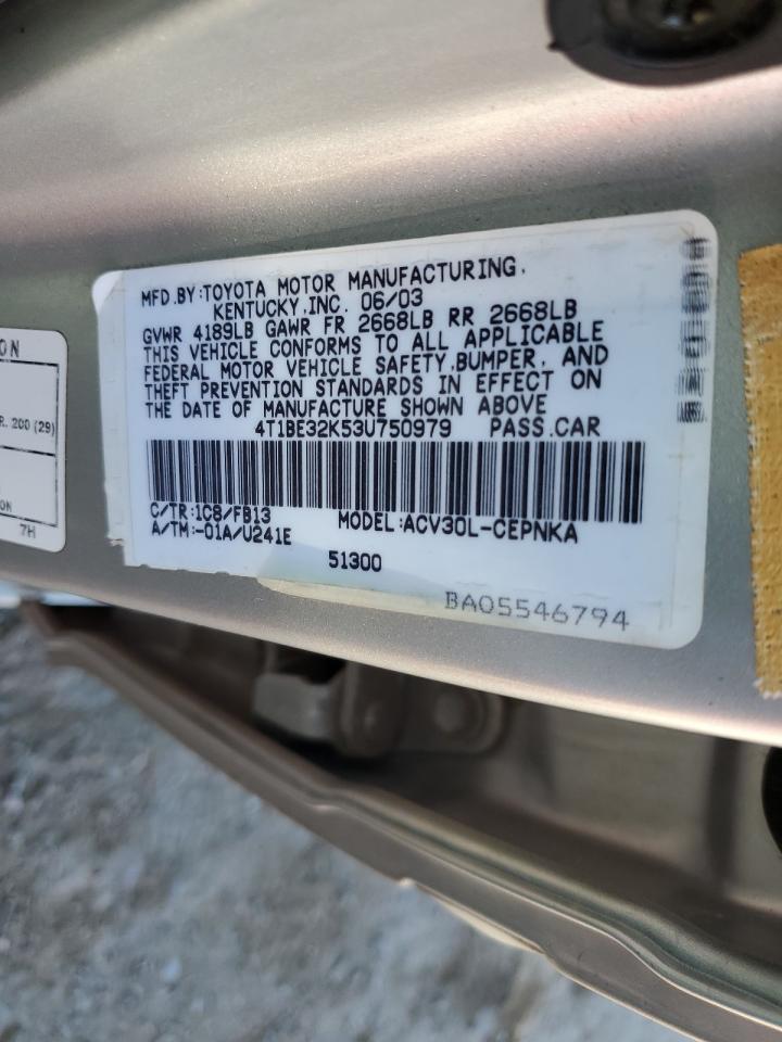 2003 Toyota Camry Le VIN: 4T1BE32K53U750979 Lot: 59095504