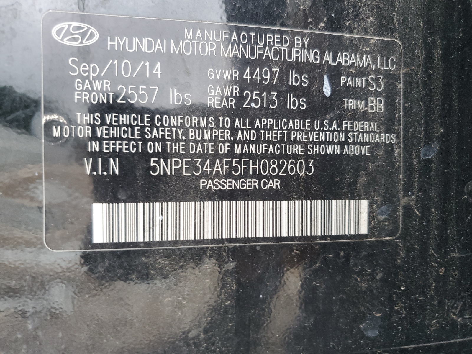 5NPE34AF5FH082603 2015 Hyundai Sonata Sport