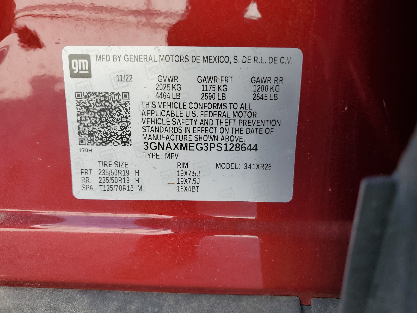 3GNAXMEG3PS128644 2023 Chevrolet Equinox Rs