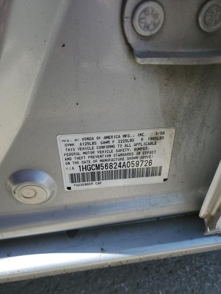 2004 Honda Accord Ex VIN: 1HGCM56824A059726 Lot: 60252284