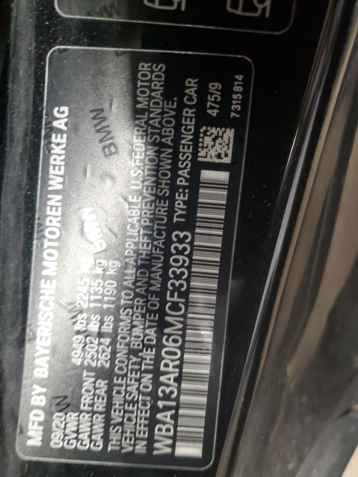2021 BMW M440Xi VIN: WBA13AR06MCF33933 Lot: 56476294