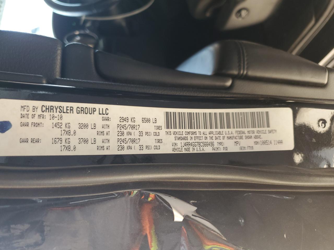 2011 Jeep Grand Cherokee Laredo VIN: 1J4RR4GG7BC566496 Lot: 59360654