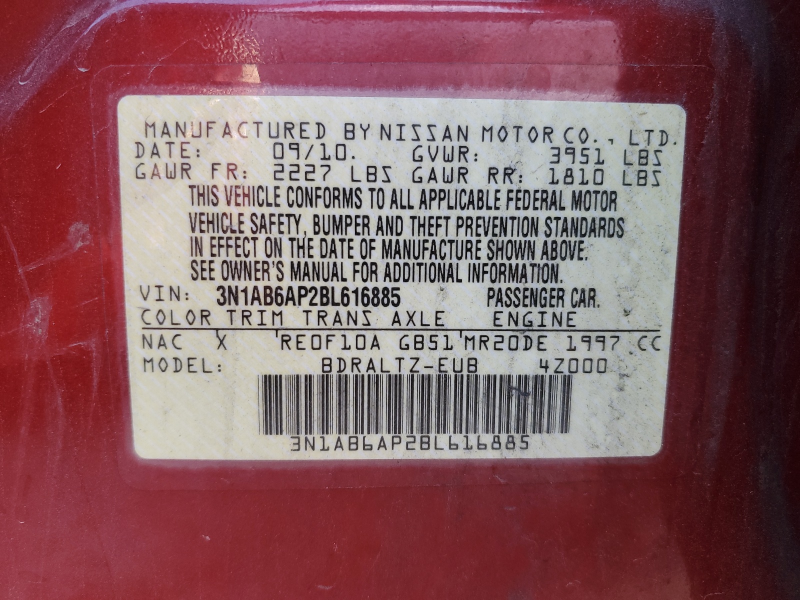 3N1AB6AP2BL616885 2011 Nissan Sentra 2.0