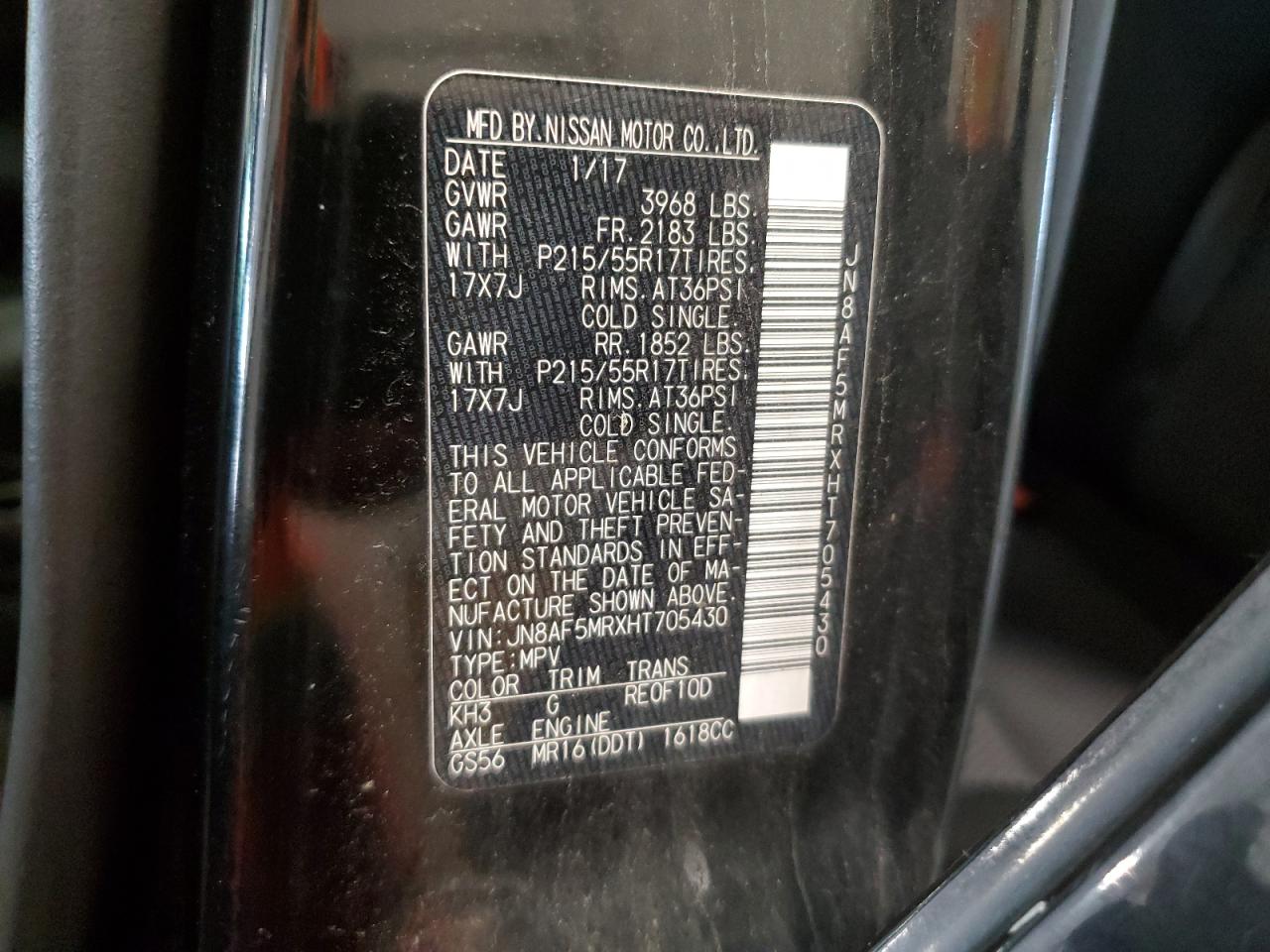 2017 Nissan Juke S VIN: JN8AF5MRXHT705430 Lot: 59732324