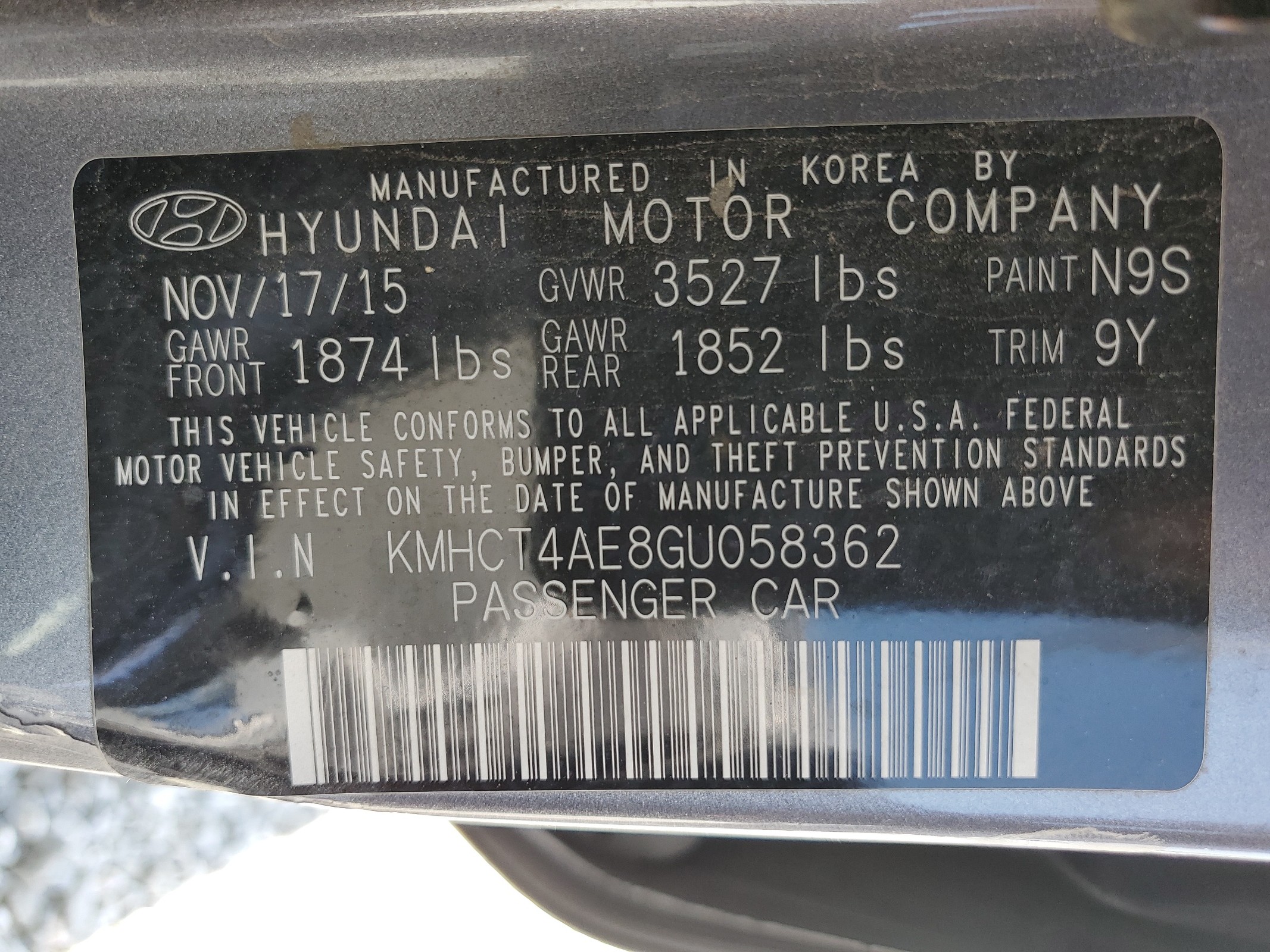 KMHCT4AE8GU058362 2016 Hyundai Accent Se