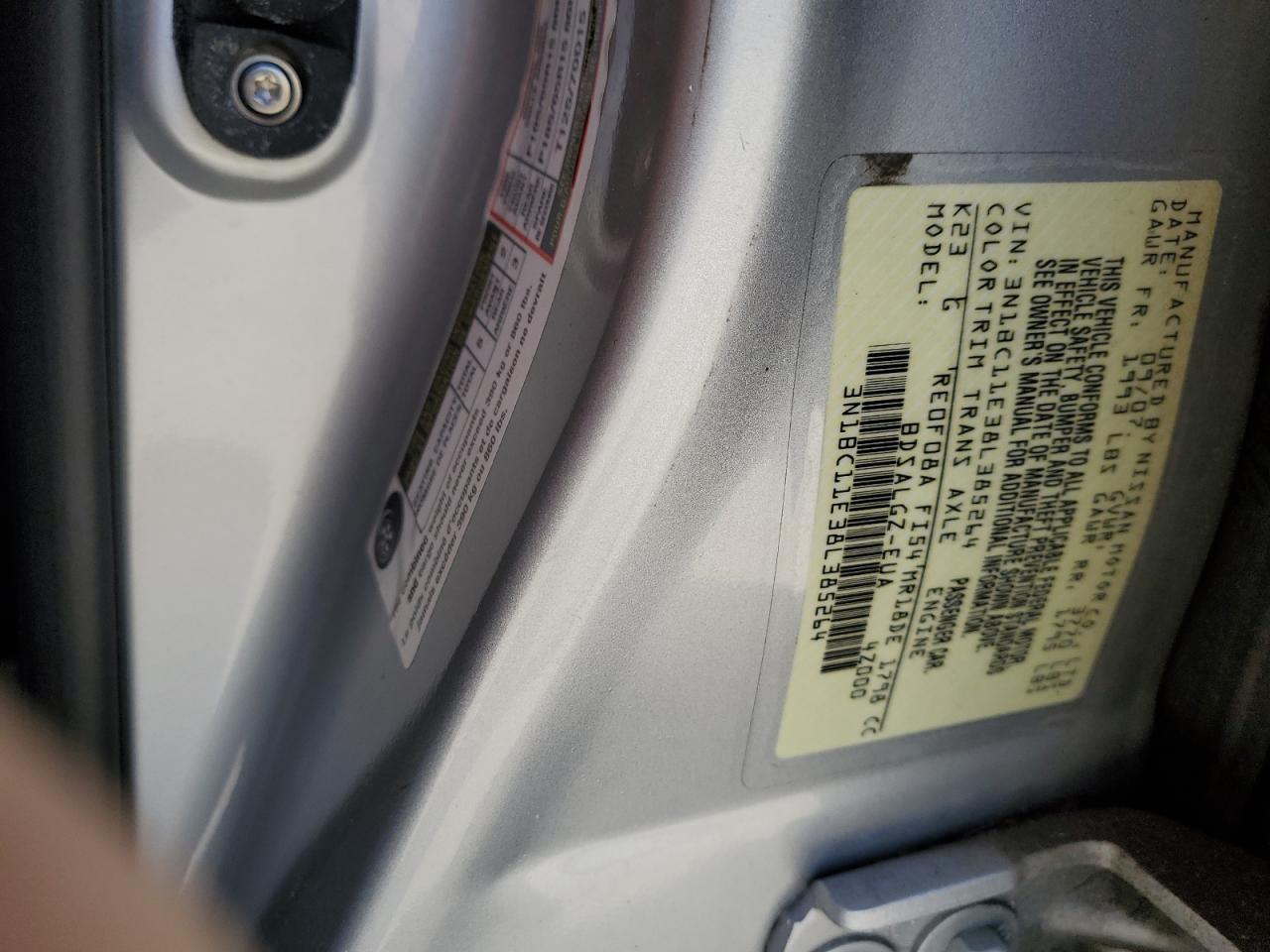 2008 Nissan Versa S VIN: 3N1BC11E38L385264 Lot: 58120384