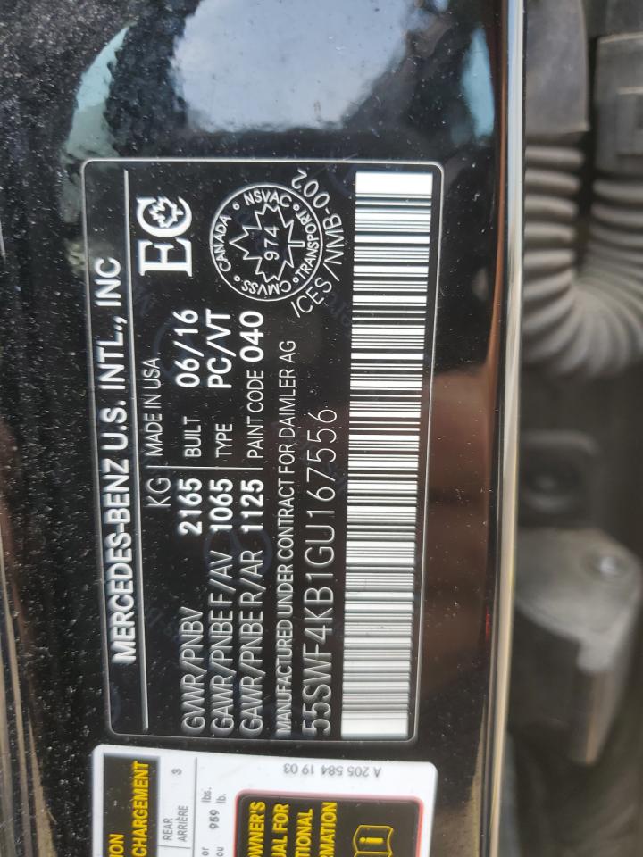 2016 Mercedes-Benz C 300 4Matic VIN: 55SWF4KB1GU167556 Lot: 59992514