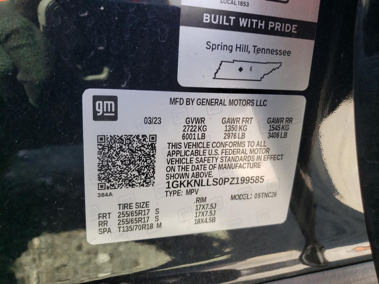 2023 GMC Acadia At4 VIN: 1GKKNLLS0PZ199585 Lot: 60205524