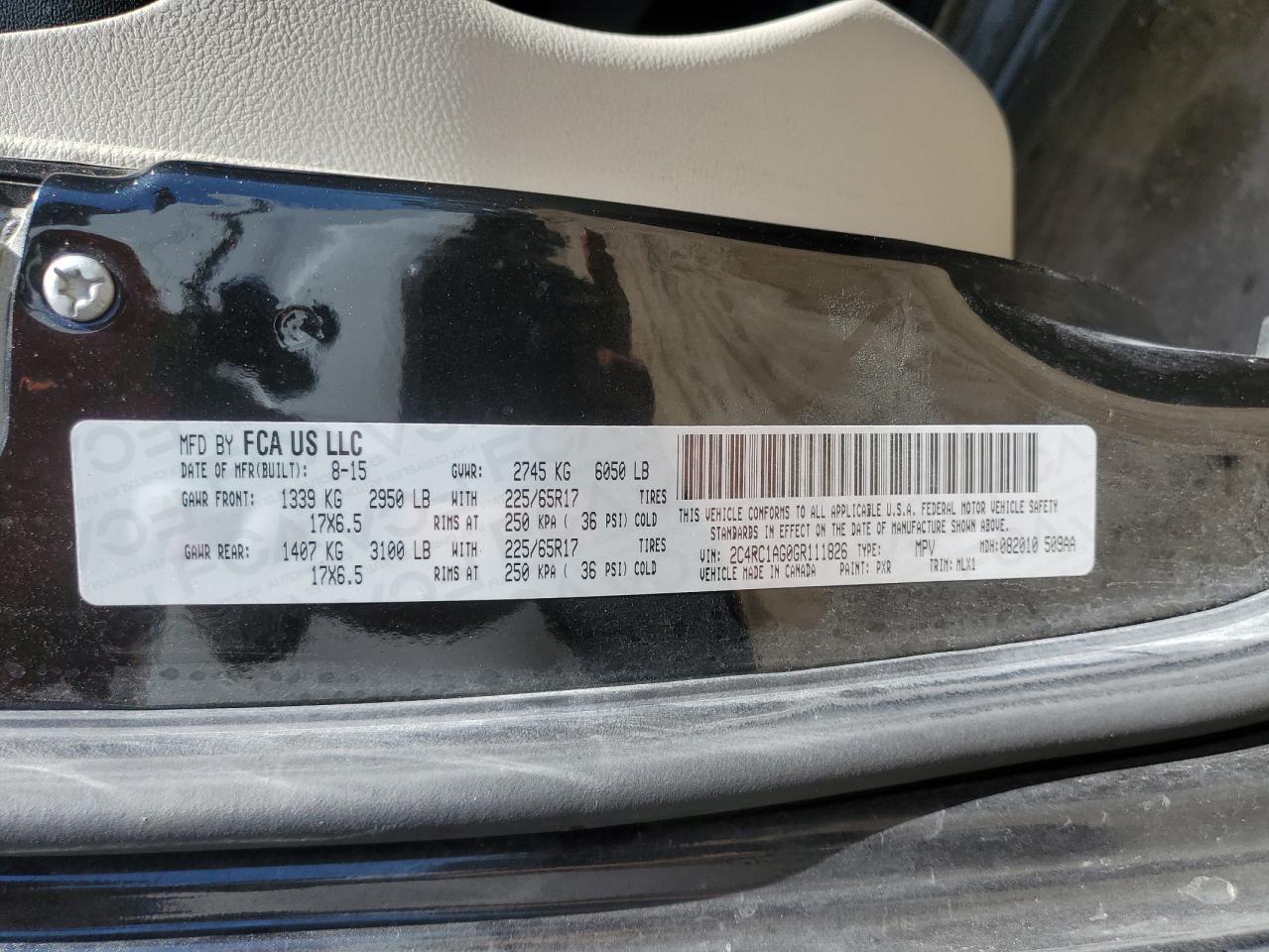 2016 Chrysler Town & Country Lx VIN: 2C4RC1AG0GR111826 Lot: 58309014