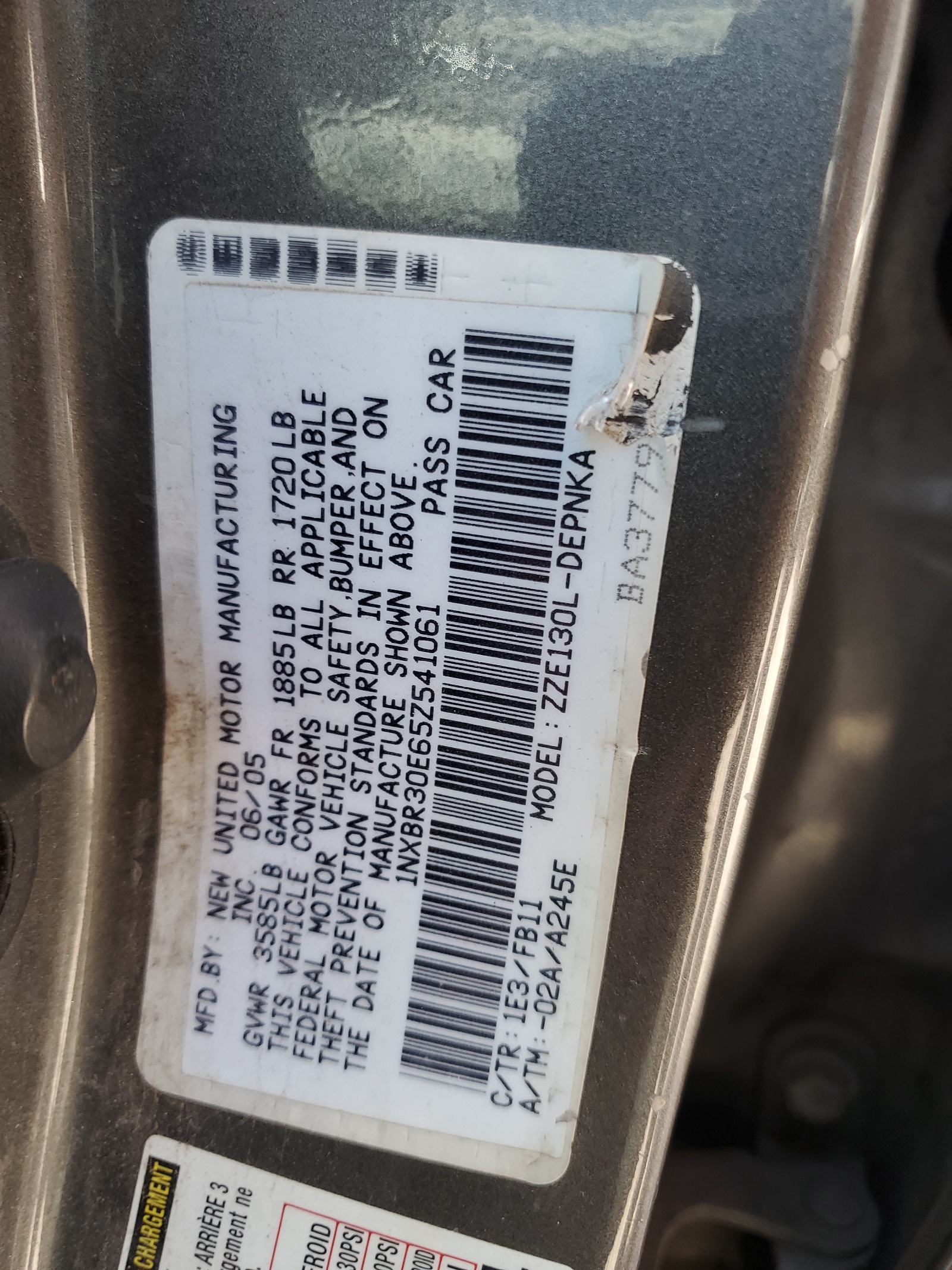 1NXBR30E65Z541061 2005 Toyota Corolla Ce
