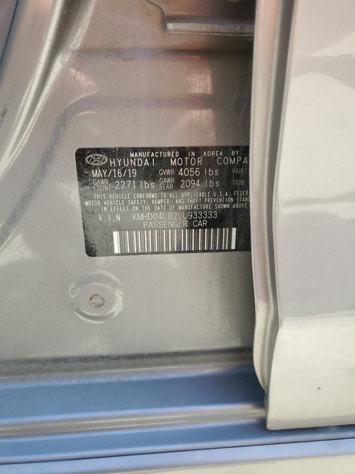 2020 Hyundai Elantra Sport VIN: KMHD04LB2LU933333 Lot: 60293094