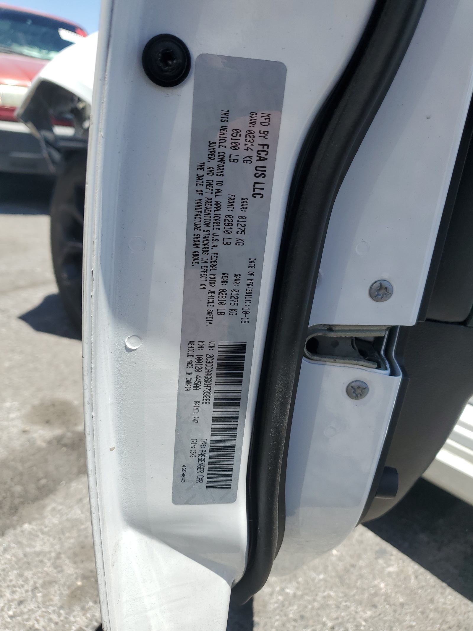 2C3CCAAG6KH733288 2019 Chrysler 300 Touring