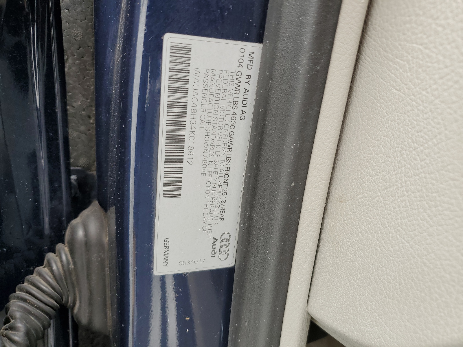 WAUAC48H34K018612 2004 Audi A4 1.8 Cabriolet